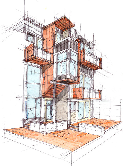 建筑方案设计中的手绘艺术 水彩马克笔手绘效果图与快题设计图集探析